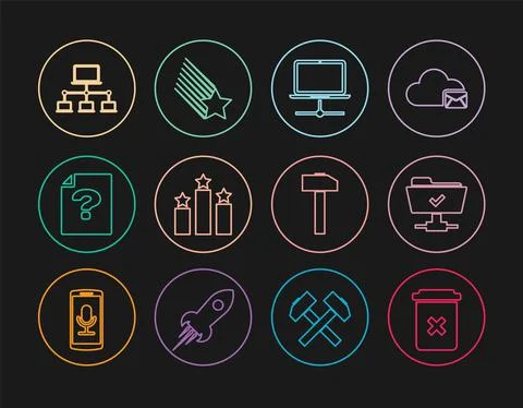 Set line Trash can, FTP operation successful, Computer network, Ranking star Stock-Illustration
