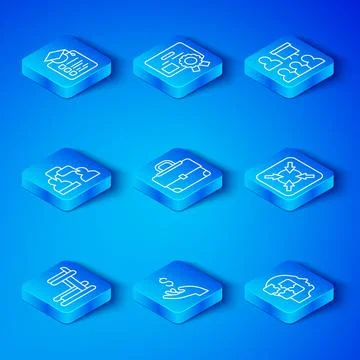 Set line Treadmill machine, Briefcase, Hand holding coin money, Target, Training Stock-Illustration