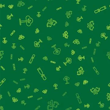 Set line Tree, Chisel tool and Wooden axe on seamless pattern. Vector Stock Illustration