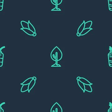 Set line Tree, Corn and Carrot on seamless pattern. Vector Stock Illustration