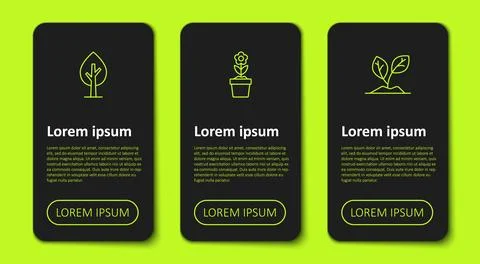 Set line Tree, Flower in pot and Sprout. Business infographic template. Vecto Stock Illustration