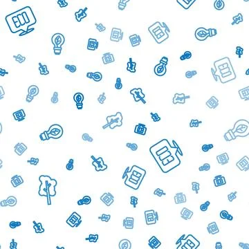 Set line Tree, Leaf Eco symbol and Light bulb with leaf on seamless pattern Illustrazione stock