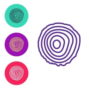Set line Tree rings icon isolated on white background. Wooden cross section. Set Stock Illustration