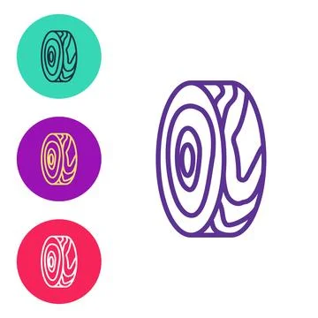 Set line Tree rings icon isolated on white background. Wooden cross section. Set 스톡 일러스트