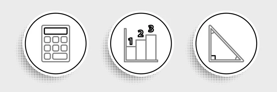 Set line Triangle math, Calculator and Graph, schedule, chart, diagram icon イラスト素材