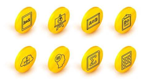 Set line Triangle math, Geometric figure Square, Test or exam sheet, Graph Stock Illustration