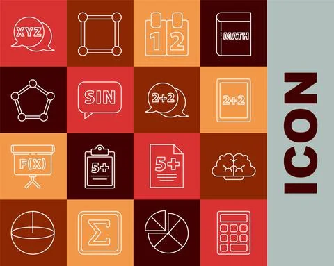 Set line Triangle math, Graph, schedule, chart, diagram, Calculation Stock Illustration