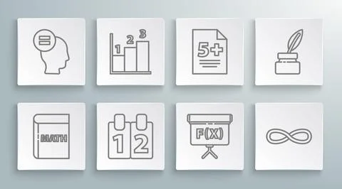 Set line Triangle math, Graph, schedule, chart, diagram, Mathematics function Stock Illustration