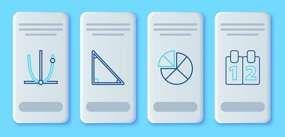 Set line Triangle math, Graph, schedule, chart, diagram, and Calendar icon 스톡 일러스트