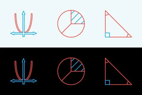 Set line Triangle math, Graph, schedule, chart, diagram and Pie infographic.. Stock Illustration