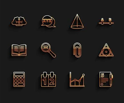 Set line Triangle math, Mathematics function cosine, Graph, schedule, chart.. Stock Illustration