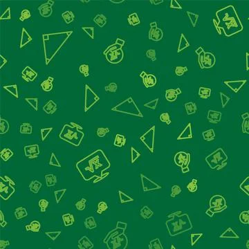 Set line Triangle math, Square root of x glyph and on seamless pattern. Vector Illustrazione stock