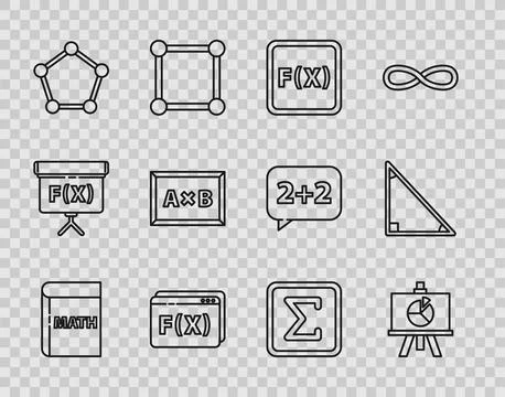 Set line Triangle math, XYZ Coordinate system, Equation solution, Geometric Stock Illustration