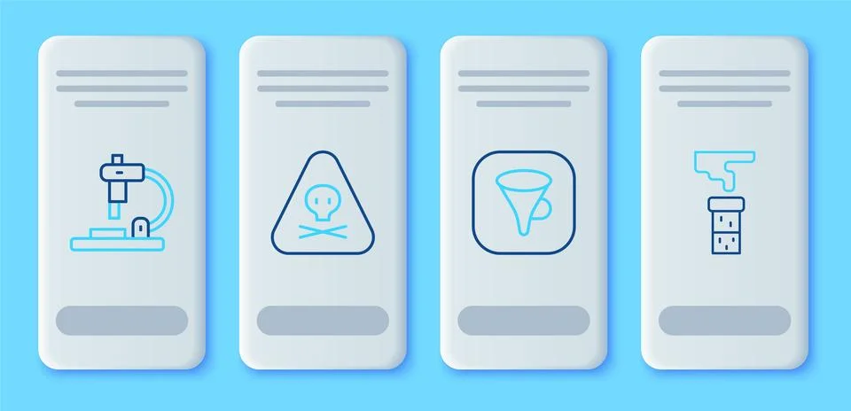 Set line Triangle warning toxic, Funnel or filter, Microscope and Test tube and Stock Illustration
