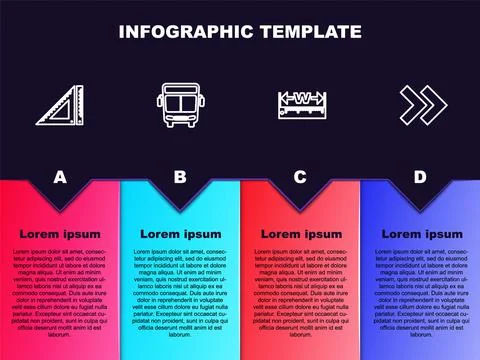 Set line Triangular ruler, Bus, Measuring height and length and Arrow. Business Stock Illustration