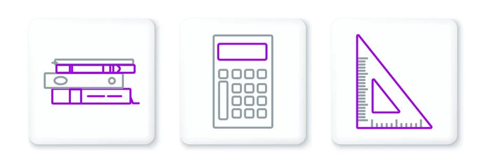 Set line Triangular ruler, Office folders with papers and documents and Cal.. Stockillustratie