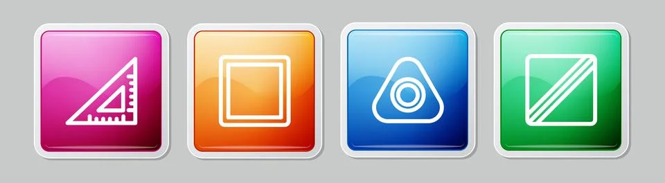 Set line Triangular ruler, Sewing Pattern, chalk and . Colorful square butt.. Stock Illustration