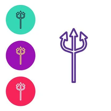 Set line Trident devil icon isolated on white background. Happy Halloween party Stock Illustration