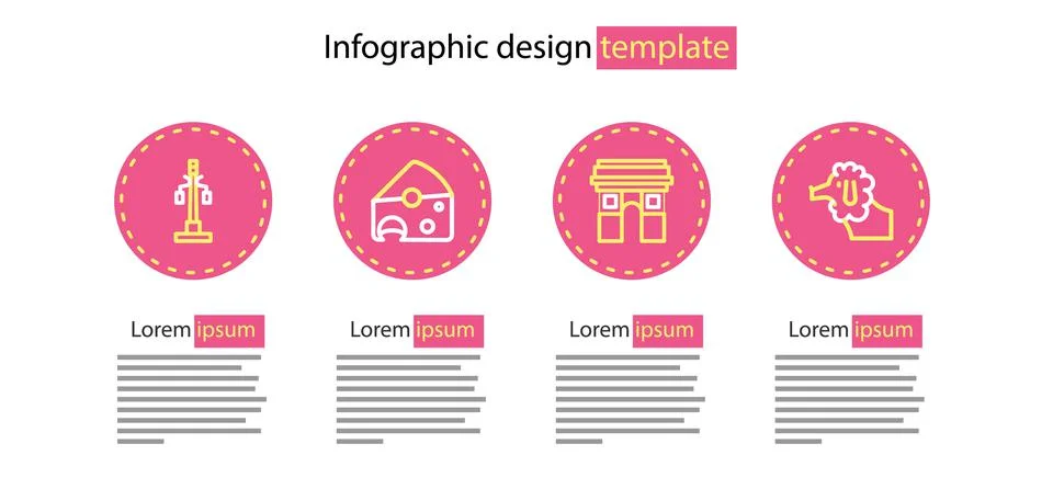 Set line Triumphal Arch, Poodle dog, Cheese and Street light icon. Vector Stock-Illustration