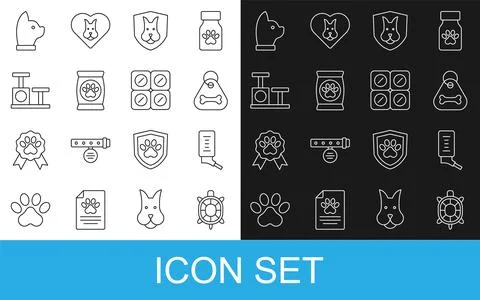 Set line Turtle, Drinker for small pets, Dog collar with bone, Animal health イラスト素材