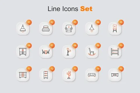 Set line TV table stand, Sofa, Coat, Chest drawers, Bunk bed, Armchair and .. 스톡 일러스트