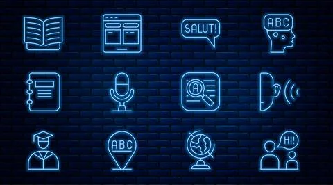 Set line Two sitting men talking, Ear listen sound signal, Salut different Illustrazione stock