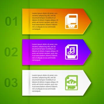 Set line TXT file document, WAV, PHP and BMP. Business infographic template Stockillustratie