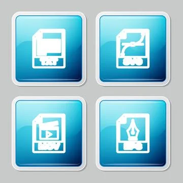 Set line TXT file document, SVG, MOV and EPS icon. Vector 库存插图