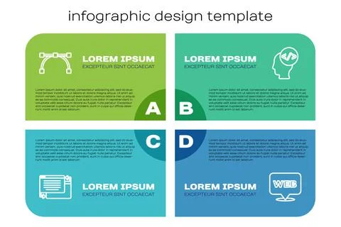 Set line UI or UX design, Bezier curve, Web and graphic and Front end Stock Illustration