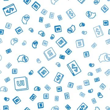 Set line UI or UX design, Front end development and on seamless pattern. Vector イラスト素材