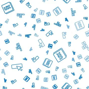Set line UI or UX design, and Site map on seamless pattern. Vector Illustrazione stock