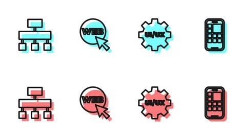 Set line UI or UX design, Site map, Web and graphic and Mobile Apps icon. Vector イラスト素材