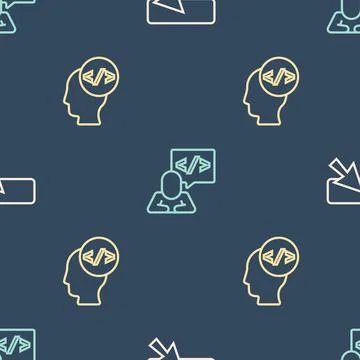 Set line UI or UX design, Front end development and on seamless pattern. Vector イラスト素材