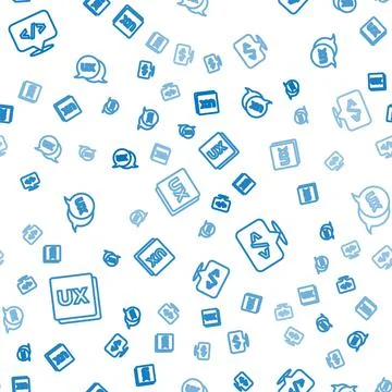 Set line UI or UX design, Front end development and on seamless pattern. Vector Stock Illustration
