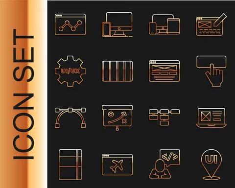 Set line UI or UX design, Keyboard, Monitor, mobile, tablet, Color palette guide Stock Illustration