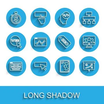 Set line UI or UX design, Time is money, Web development, Planning strategy Stock Illustration
