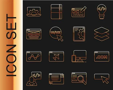 Set line UI or UX design, Layers, Web development and icon. Vector Stock-Illustration