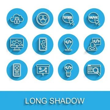 Set line UI or UX design, Planning strategy concept, Cloud computing lock, Front Illustrazione stock