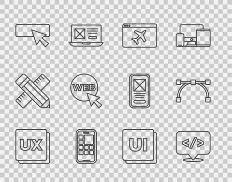Set line UI or UX design, Front end development, Website template, Mobile Apps Illustrazione stock