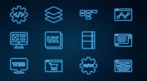 Set line UI or UX design, Site map, Front end development, Sketchbook album and Stock Illustration