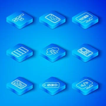 Set line UI or UX design, Cloud computing lock, SEO optimization, Mobile Apps イラスト素材