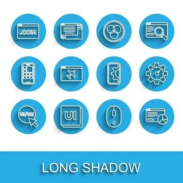 Set line UI or UX design, Computer mouse, Website statistic, template, and 스톡 일러스트