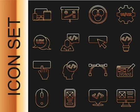 Set line UI or UX design, Front end development, RGB and CMYK color mixing Stock Illustration