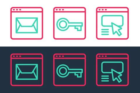 Set line UI or UX design Website and mail and Secure your with HTTPS SSL icon 스톡 일러스트