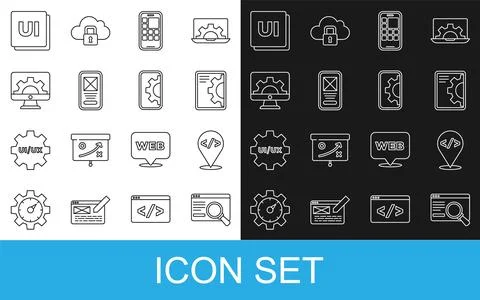 Set line UI or UX design, Front end development, Web, Mobile Apps,  and  ic.. イラスト素材