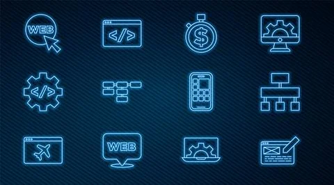 Set line UI or UX design Site map Time is money Front end development Web and Stock Illustration