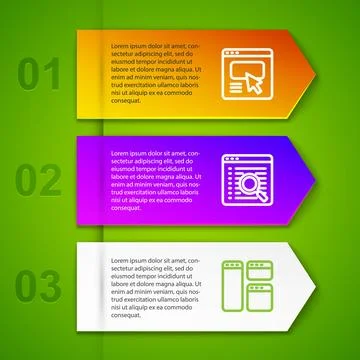 Set line UI or UX design, Search engine and Browser window. Business infogr.. Illustrazione stock
