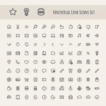 Set of Line Universal Icons Stock Illustration