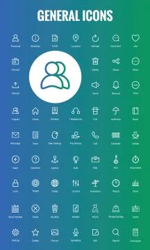 Set Of Line Universal Icons Stock Illustration