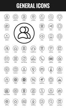Set Of Line Universal Icons Stock Illustration